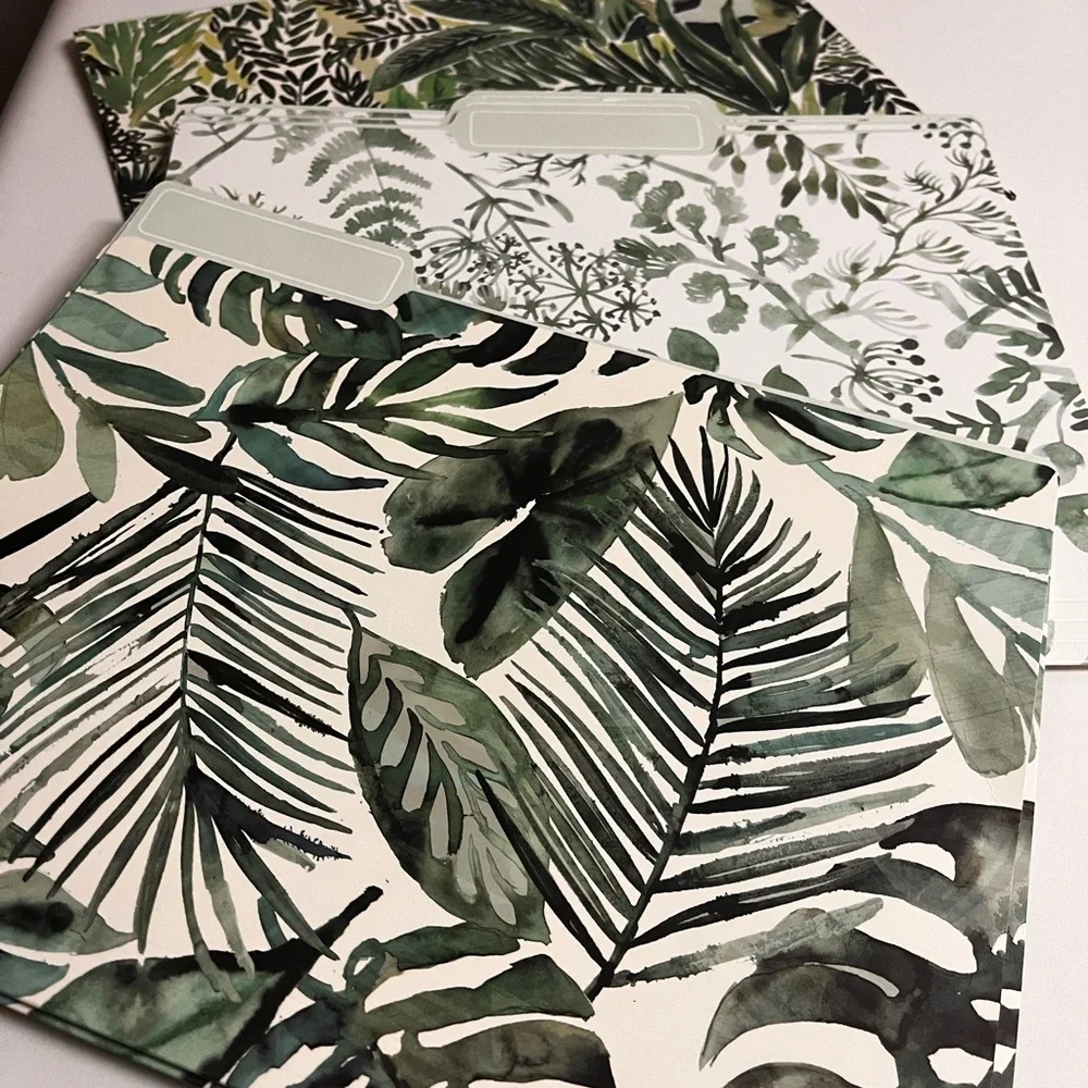 Botanical Green Leaf File Folders Bundle